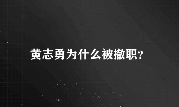 黄志勇为什么被撤职？