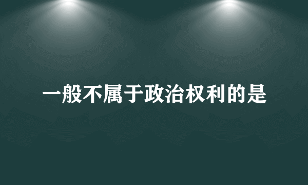 一般不属于政治权利的是