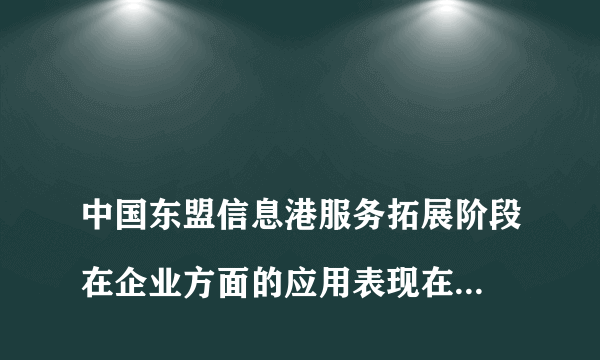 
中国东盟信息港服务拓展阶段在企业方面的应用表现在哪些方面

