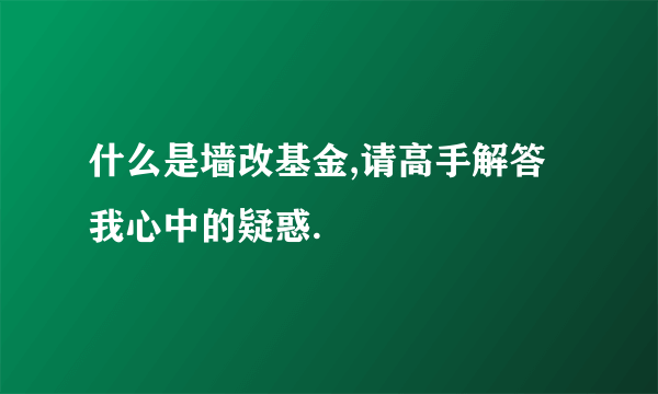 什么是墙改基金,请高手解答我心中的疑惑.