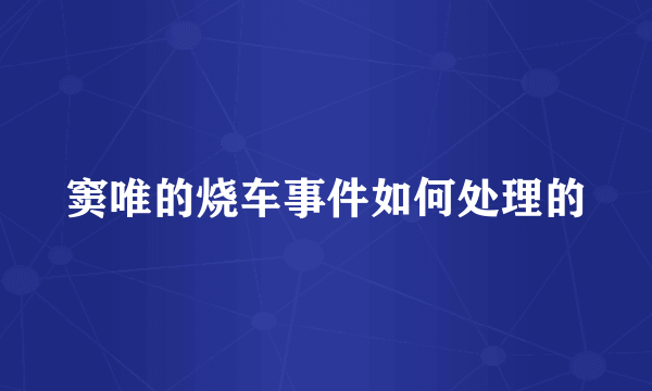 窦唯的烧车事件如何处理的