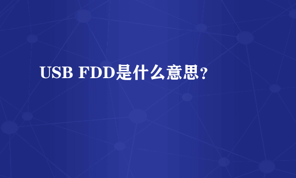 USB FDD是什么意思？