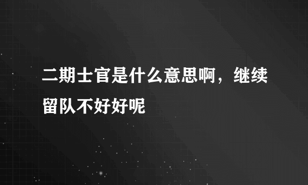 二期士官是什么意思啊，继续留队不好好呢