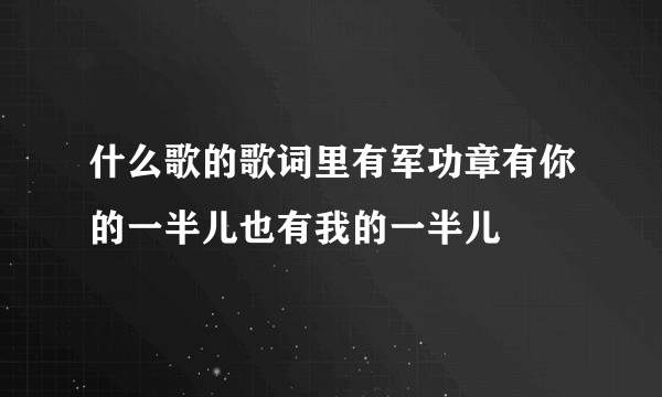 什么歌的歌词里有军功章有你的一半儿也有我的一半儿