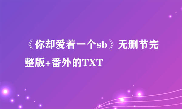 《你却爱着一个sb》无删节完整版+番外的TXT