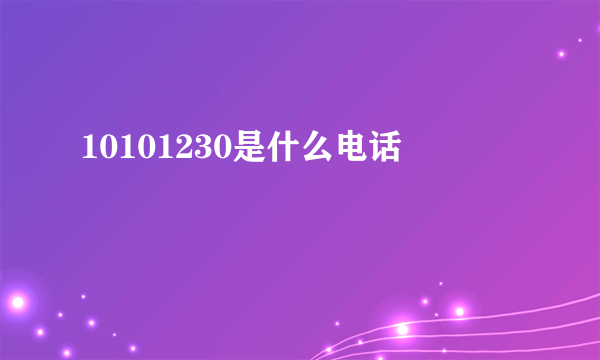 10101230是什么电话