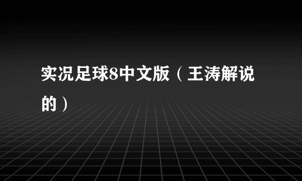 实况足球8中文版（王涛解说的）