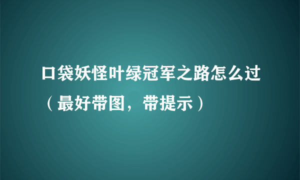 口袋妖怪叶绿冠军之路怎么过（最好带图，带提示）