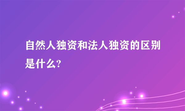 自然人独资和法人独资的区别是什么?