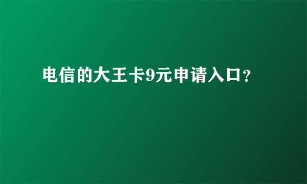 电信的大王卡9元申请入口？