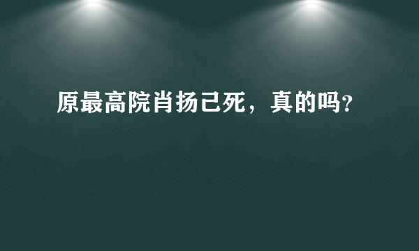 原最高院肖扬己死，真的吗？