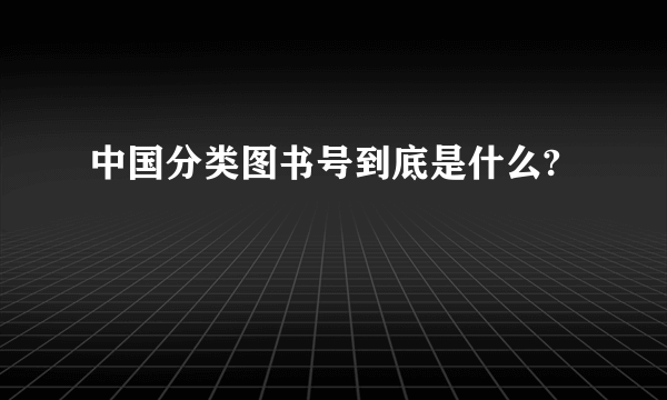 中国分类图书号到底是什么?