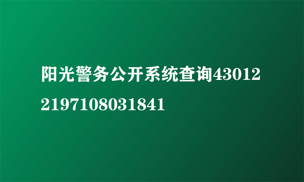 阳光警务公开系统查询430122197108031841