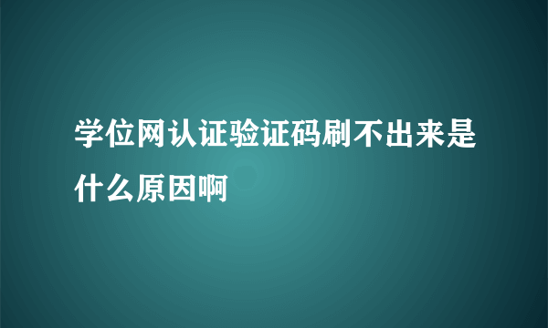 学位网认证验证码刷不出来是什么原因啊