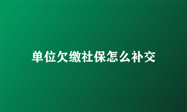 单位欠缴社保怎么补交