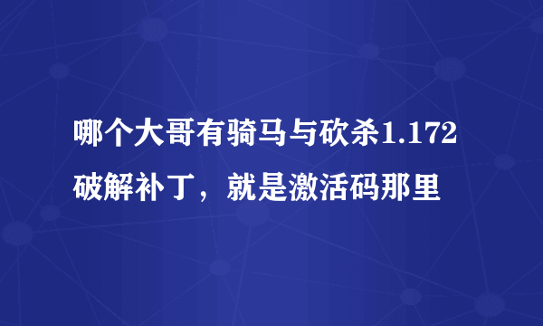 哪个大哥有骑马与砍杀1.172破解补丁，就是激活码那里