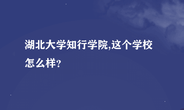 湖北大学知行学院,这个学校怎么样？