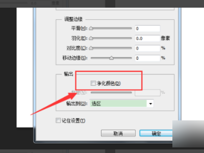 Ps选择并遮住里面没有，输出设置，净化颜色等设置，怎么办？以前有