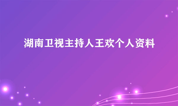 湖南卫视主持人王欢个人资料