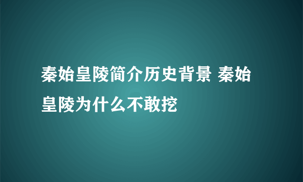 秦始皇陵简介历史背景 秦始皇陵为什么不敢挖