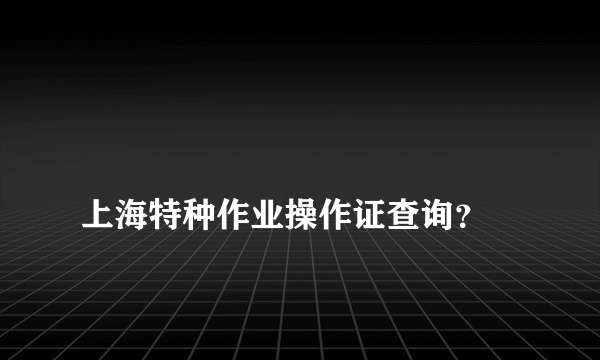 
上海特种作业操作证查询？

