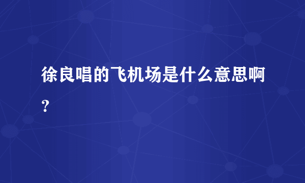 徐良唱的飞机场是什么意思啊？