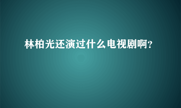 林柏光还演过什么电视剧啊？