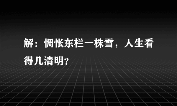 解：惆怅东栏一株雪，人生看得几清明？