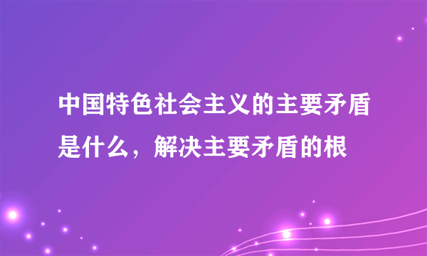 中国特色社会主义的主要矛盾是什么，解决主要矛盾的根