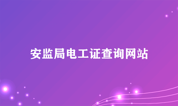 安监局电工证查询网站