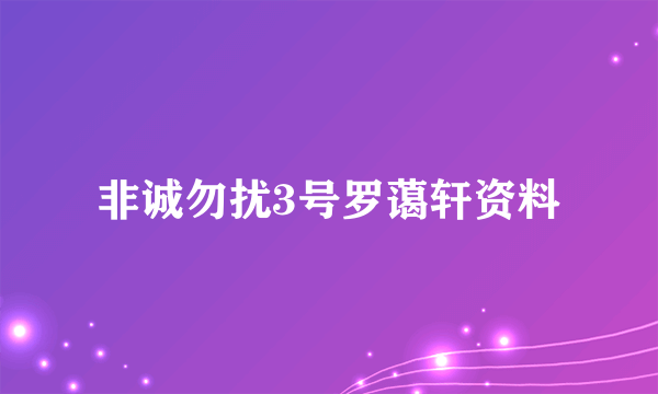 非诚勿扰3号罗蔼轩资料