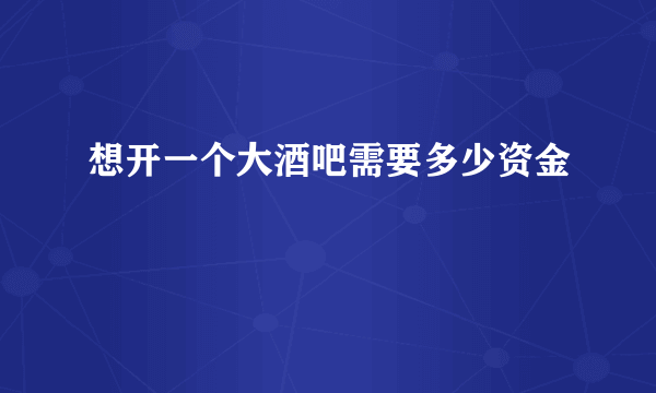 想开一个大酒吧需要多少资金