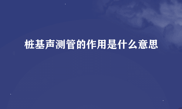 桩基声测管的作用是什么意思