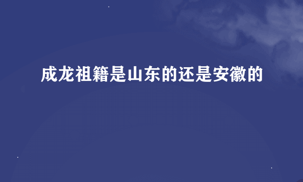 成龙祖籍是山东的还是安徽的