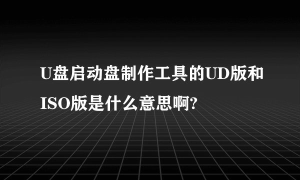 U盘启动盘制作工具的UD版和ISO版是什么意思啊?