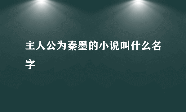 主人公为秦墨的小说叫什么名字