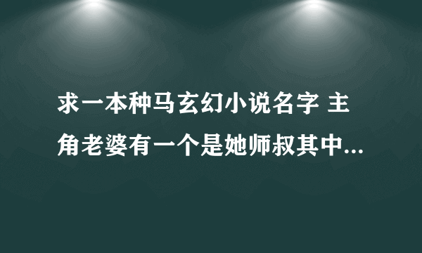 求一本种马玄幻小说名字 主角老婆有一个是她师叔其中有一章叫梅开二度