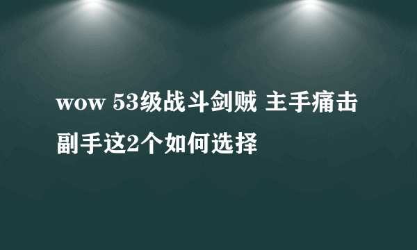 wow 53级战斗剑贼 主手痛击 副手这2个如何选择