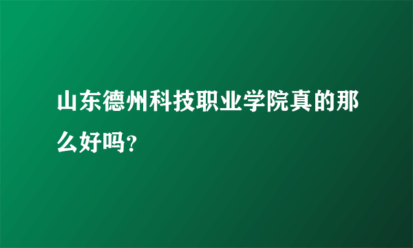 山东德州科技职业学院真的那么好吗？