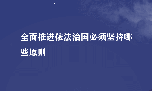 全面推进依法治国必须坚持哪些原则