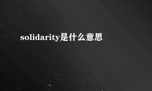 solidarity是什么意思