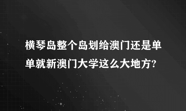 横琴岛整个岛划给澳门还是单单就新澳门大学这么大地方?