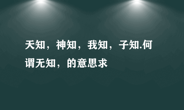 天知，神知，我知，子知.何谓无知，的意思求