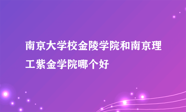 南京大学校金陵学院和南京理工紫金学院哪个好