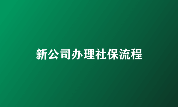 新公司办理社保流程