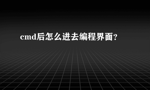 cmd后怎么进去编程界面？