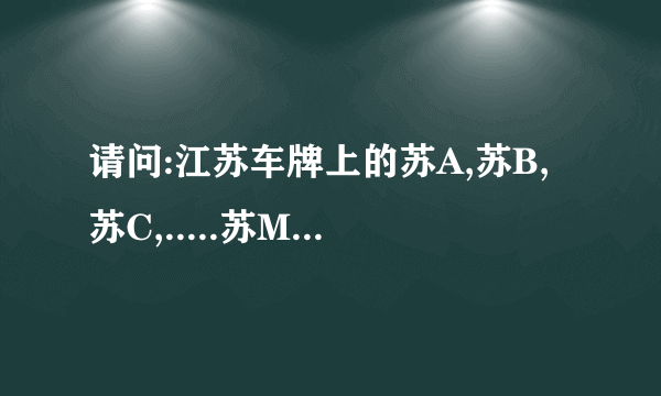 请问:江苏车牌上的苏A,苏B,苏C,.....苏M,分别指哪个城市,都按什么标准排的?