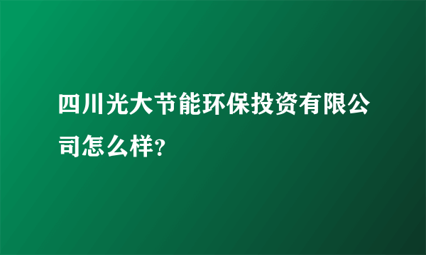 四川光大节能环保投资有限公司怎么样？