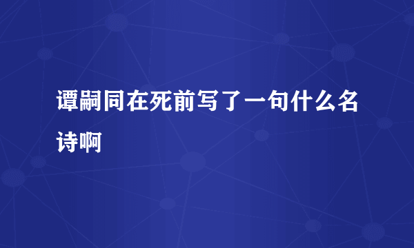 谭嗣同在死前写了一句什么名诗啊