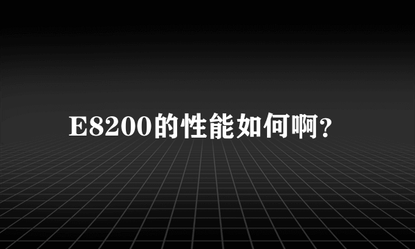 E8200的性能如何啊？